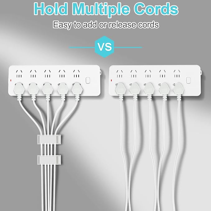50 PCS Under Table Cable Management Clips White, Large Cable Clips for Computer Desk Cable Wire Management, Adhesive Wire Organizer Clips for Multiple Cord Management (PC, Network, TV, Ethernet)