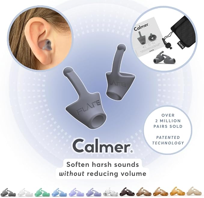 Flare Audio Calmer | Noise Reducing Ear Plugs Alternative | Silicone Reusable Ear Plugs for Noise Sensitivity, Focus and Travel | Ear Plugs for Noise Reduction (mini, Grey)