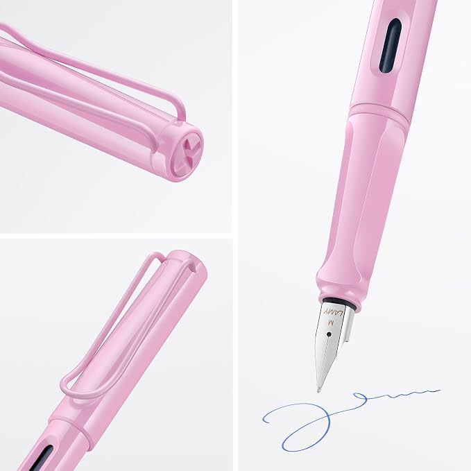 LAMY safari lightrose - Fountain Pen with ergonomic grip & polished steel nib in size EF - ideal for any Writing & Calligraphy - including LAMY T 10 blue cartridge - Right-Handed