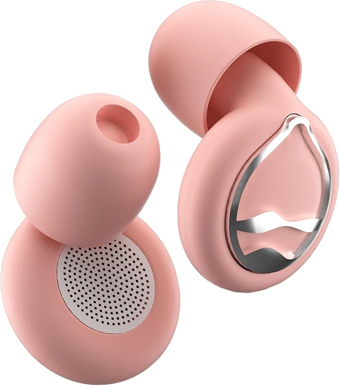 Ear Plugs for Sleeping Ultra-Soft Silicone Earplugs for Noise Cancelling Concerts Reusable Noise Reduction Earbuds for Travel Focus Work 33dB Hearing Protection with 9 Ear Tips & Case (Pink)