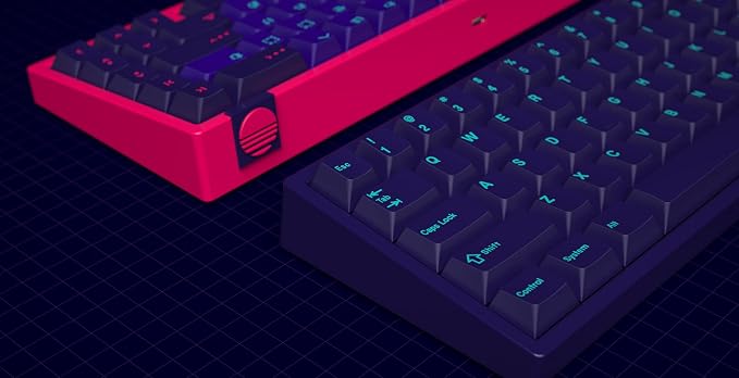 Drop + MiTo GMK Laser Custom Mechanical Keyboard Keycap Set - 120-keys, Doubleshot, Cherry Profile, for 60%, 65%, and TKL Layouts, etc. (Synthwave)