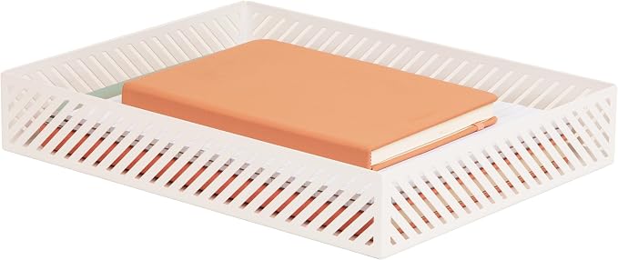 Mind Reader Metal Letter Size Paper Tray, Desktop Document Organizer with Non-Slip Pads, Office Desk Accessory Tray, Metal, White