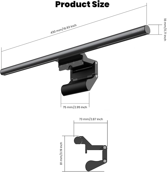 YEELIGHT Monitor Light Bar, Computer Monitor Lamp for Home Office Gaming, 250LM No Glare Eye-Care LED Screen Bar, Touch Control USB Reading Desk Lamp with Stepless Dimming for Flat & Curved Monitor