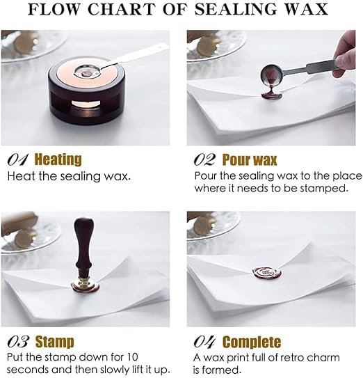 Wax Seal Stamp Hot Stamping Gift Box Set, 6 Pcs Sealing Wax Stamps Copper Seals 1 Wooden Hilt, Wax Stamp Kit for Cards Envelopes, Gift Packaging (Plant)