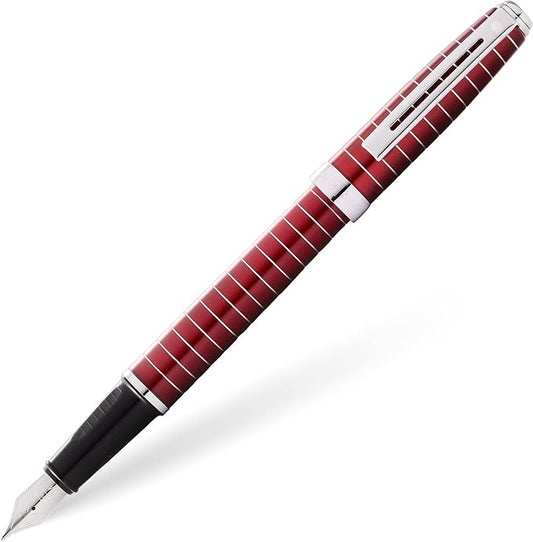 Sheaffer Prelude Merlot Lacquer w/Horizontal Line Engraving and Fine Nib Fountain Pen