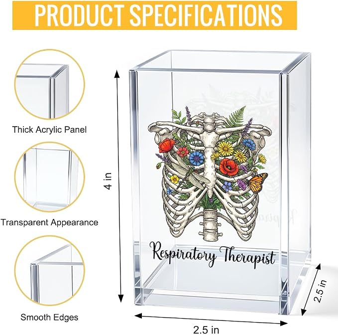 Future Respiratory Therapist Acrylic Cosmetic Pencil Pen Bookmark Storage Holder Cup Respiratory Therapist Gifts for Women Men, Appreciation Gifts for Respiratory Gifts