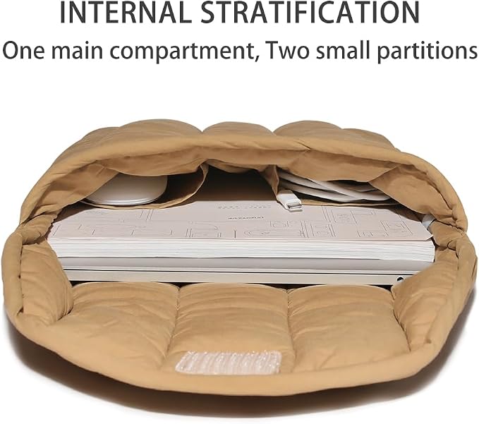 Puffy Laptop Sleeve 11-12 Inch Beige, Protective Carrying Case for Men and Women, Cute Case Bag Compatible with 11 and 12 Inch Laptops, 10.9" Ipad 10, 10.2" Ipad 7 8 9 in Cover