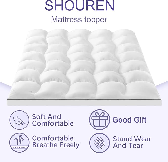 Memory Foam Mattress Topper Full, 1700 GSM Gel Foam for Back Pain Relief