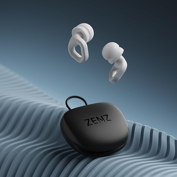 Zenz Unwind Pro Ear Plugs for Sleeping Noise Reduction – Soft Silicone Reusable Earplugs for Sleep, Focus & Work – 35dB Noise Reduction with Storage Case – XS/S/M/L Eartips (Glacier White, One Size)