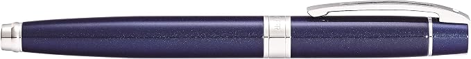 Sheaffer 300 Glossy Blue Lacquer Fountain Pen with Chrome-Plated Trim and Fine Nib