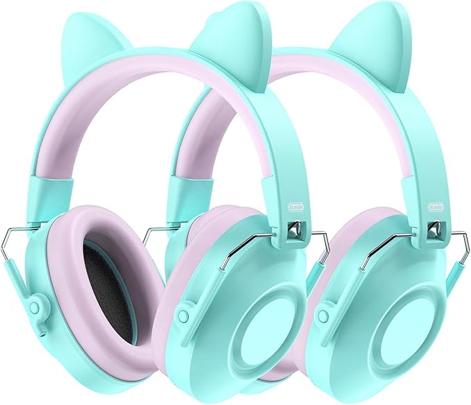 Noise Cancelling Headphones for Kids, SNR 32dB Noise Reduction Safety Ear Muffs for Autism Sensory, Hearing Protection for Monster Jam, Airplane, Firework Show with DIY Stickers -2Pack