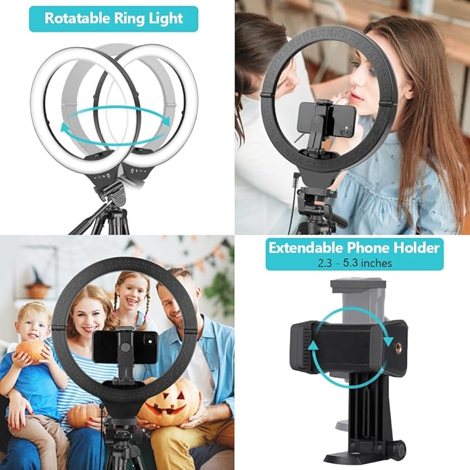 Sensyne 14" Ring Light with Tripod Stand, LED Circle Light with Phone Holder, for Photo Selfie, Video Recording, Zoom Meeting (Pack of 2)