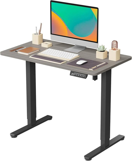 JOY worker Electric Small Standing Desk, 35" Whole Piece Height Adjustable | 35" x 20" Grey Narrow Sit Stand Desk with Memory Controller, 36 Inch Mini Computer Workstation for Home Office Walking Pad