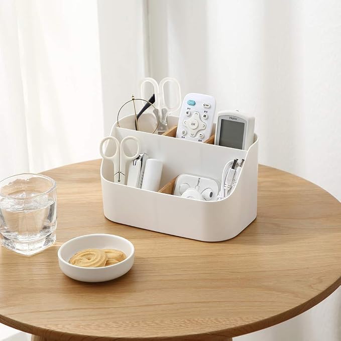 Desk Organizer Remote Control Holder Makeup Caddy Box for Home & Office 2 Pack