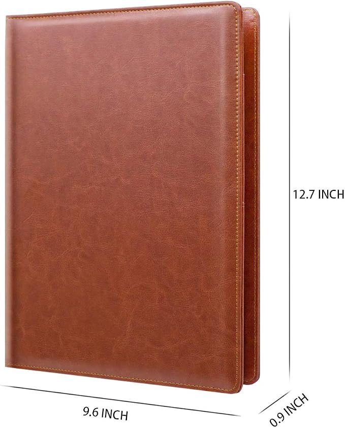 Padfolio Business/Resume Portfolio Folder, Leather Interview Portfolio Business Portfolio Portfolio Organizer with Legal Pad Folder Clipboard,Interview Folder for Men/Women, Light Brown