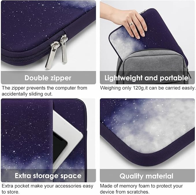 Laptop Sleeve Case for MacBook Neo/Air/Pro 13 inches A18/M5/M4/M3/M2/M1 Chip 2026-2020 A3404 A3449 A3240 with 2 Pockets Tablet Bag Accessories (Starry Sky)