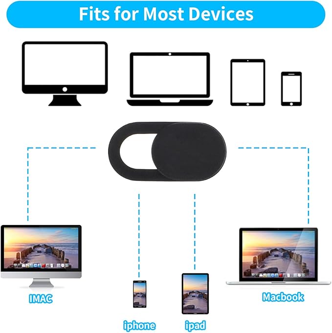 Amabro 8PCS Webcam Cover Slide, Thin Phone Camera Cover Laptop Computer Camera Cover Slide Blocker Slider Lens Cover Protector Protect Privacy Security Fits Desktop PC Tablet Pad(Black)