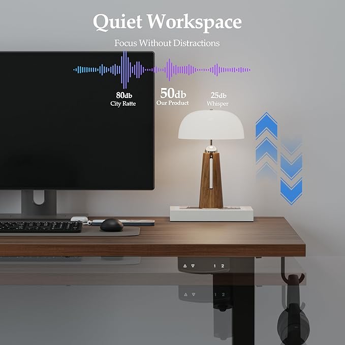 Klicelor 48 Inch Electric Standing Desk, Height Adjustable Office Desk, Sit Stand Up Computer Desk with Memory Preset, Two-Piece Desktop, Dark Walnut