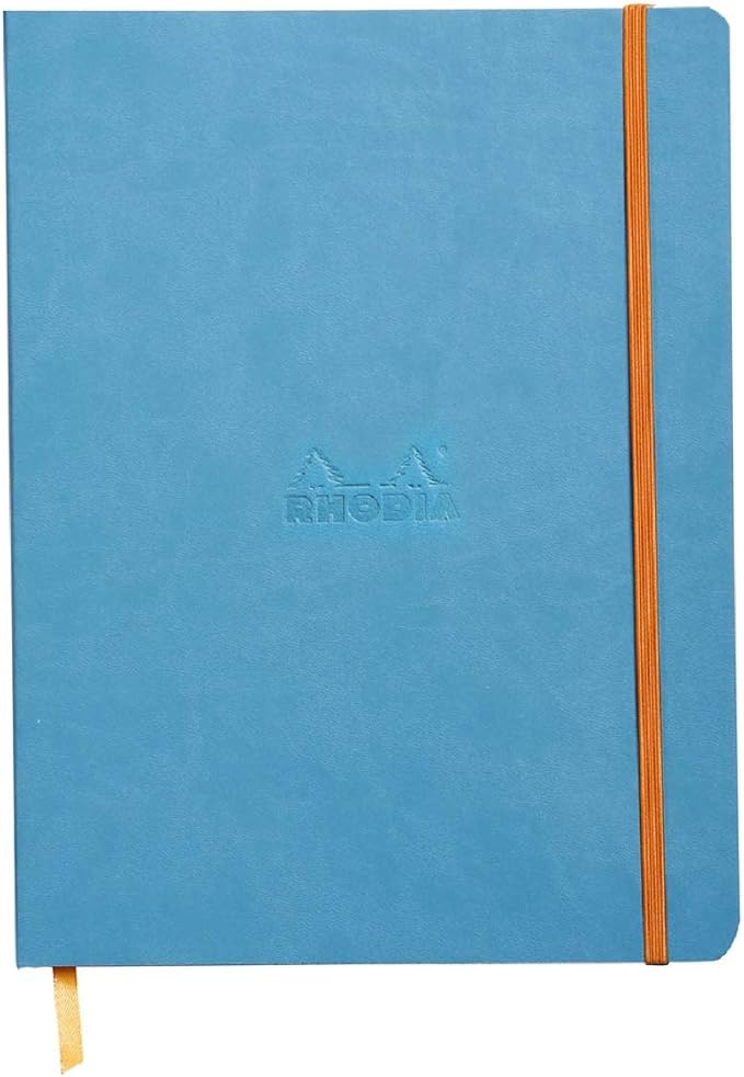 Rhodia Rhodiarama SoftCover Notebook - 80 Lined Sheets - 9 3/4 x 7 1/2 - Turquoise Cover (117507C)