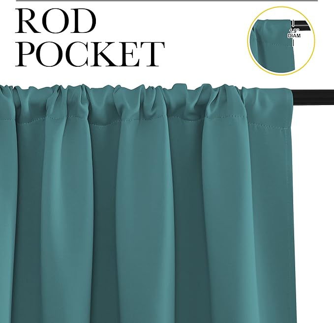 NICETOWN Blackout Curtains for Living Curtains, Sea Teal, 2 Panels, 29 by 30, Room Darkening Window Curtain Panels, Easy-Care Solid Thermal Insulated Draperies/Drapes for Daughter Room