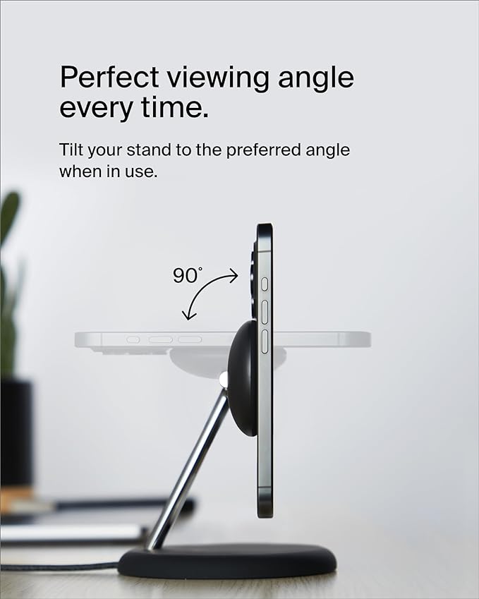 Belkin MagSafe-Compatible 3-in-1 Wireless Charger Stand 15W - Qi2-Certified Wireless Charging Station, Fast Charging of iPhone 16, AirPods, & Apple Watch - 36W Included - Black
