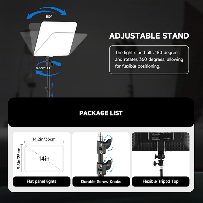 2-Pack LED Video Light Kit, 14" Studio Light with 75'' Tripod Stand & Phone Holder, 2700-6500k Dimmable Photography Lighting Kit, Podcast Lighting for Video Recording, Streaming, YouTube, Tiktok