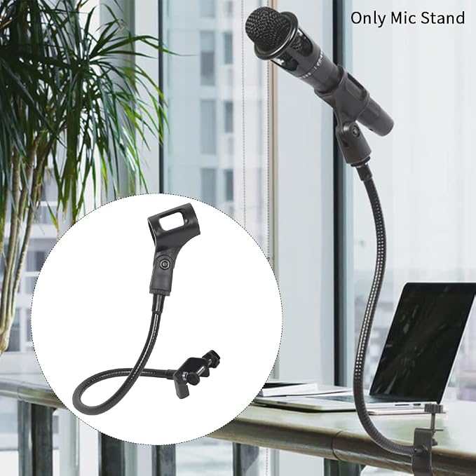 Saycker 360 Degree Flexible Gooseneck Microphone Stand Adjustable Desk Mic Boom Arm Stand with Clip(Black)