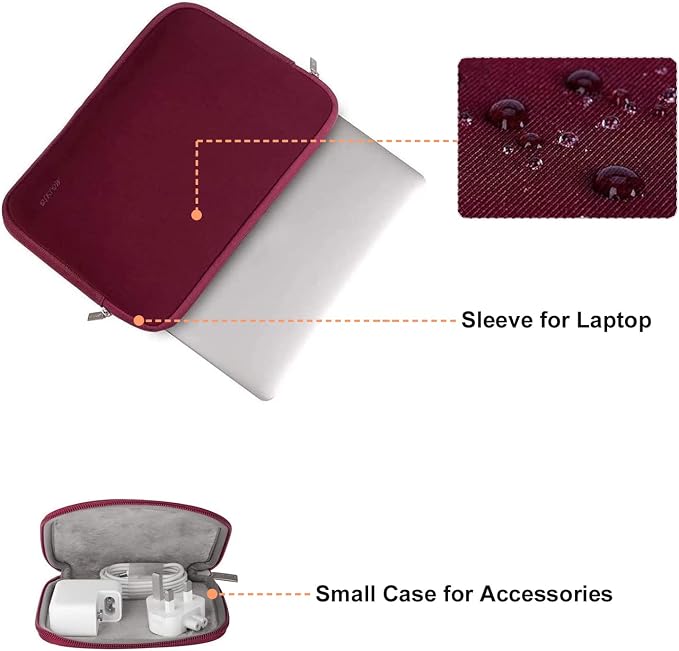 MOSISO Laptop Case 13.3 inch, 13-13.3 inch Laptop Sleeve Bag Compatible with MacBook Air/Pro 13/Pro 14 M5 M4 M3 M2 M1, HP Dell ASUS Lenovo, Neoprene Computer Sleeve Bag with Small Case, Wine Red