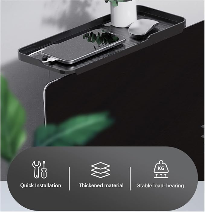 JIANNI Monitor Top Shelf, 2pcs Tv Top Shelf with Stringing Holes and Non-Slip Platform Quick Installation Without Drilling Storage Holder Stand (Black)