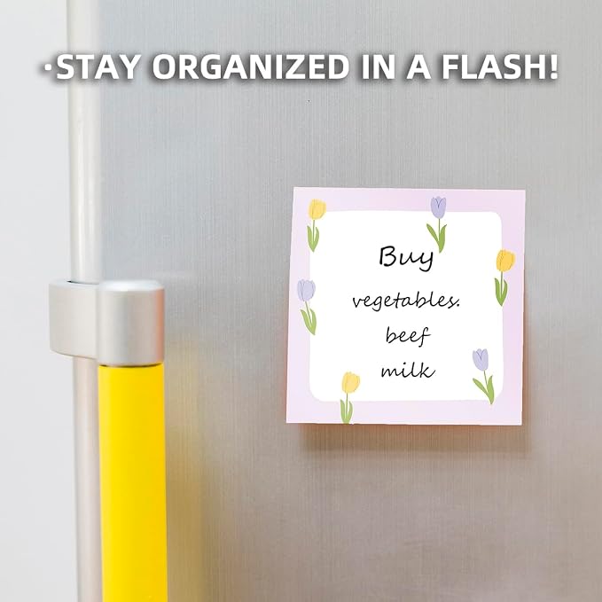 4-Pads 3x3 Sticky Notes, Aesthetic Memo Pads with High-Adhesive, Cute Self-Stick Notes, Reusable & Tearable for Journal Planners Office School Home, Plant Stationery Gift - Floral Notes
