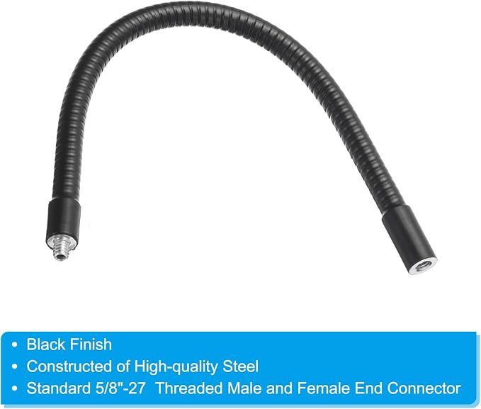 PATIKIL 12" Gooseneck, 2 Pcs 1/4"-20 Female to Male Thread Metal Universal Hose Flexible Arm Gooseneck Tube Extension Holder for Action Camera, Phone, Microphone, Black