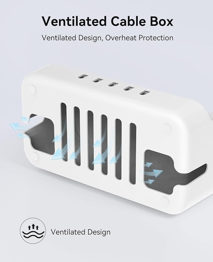 ORICO Cable Management Box with Phone Stand Lid, Large Cord Organizer Case for Hiding Power Strips & Surge Protectors, Heat Dissipation Desktop Wire Hider for Home, Office, School - PB02