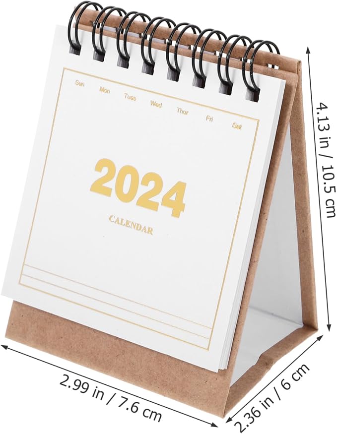 Mini Desk Calendar Thick Flip Standing Desktop Organizer Small Tabletop Planner for Home Office Daily Use and Event Scheduling