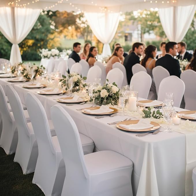 Stretch Spandex Dining Chair Cover Covers Slicovers for Wedding Banquet Dining Room (White)