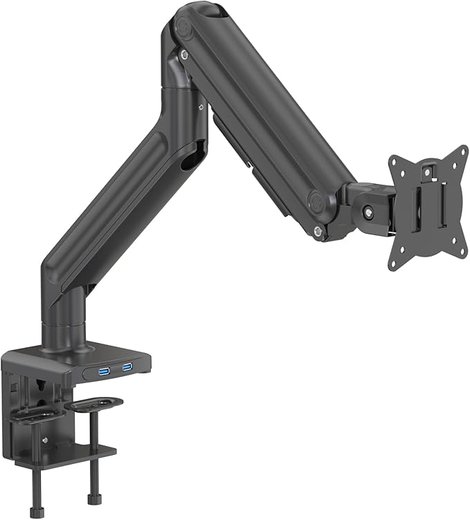 Redragon GMK916 Ultrawide Monitor Mount with USB - Gas Spring Adjustable Arms with VESA 75/100mm, 15-49 Inch Screen Compatibility, C Clamp & Grommet Base, Cable Management, 44lbs Load Capacity