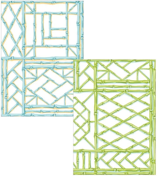 Caspari Bamboo Screen Boxed Note Cards - 8 Premium Stationery Cards & 8 Envelopes - Nature-Inspired Bamboo Print for All Occasions