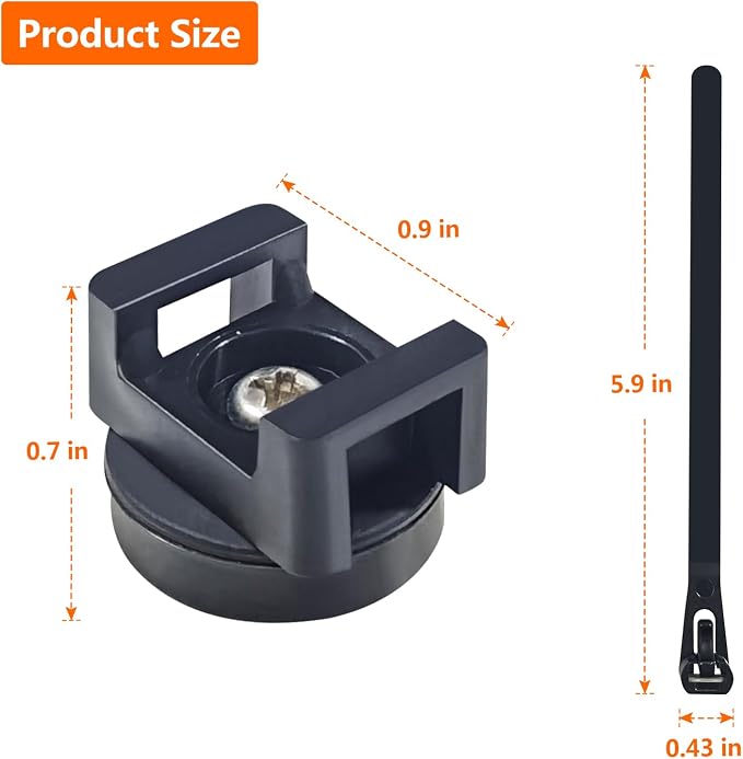 15pcs Magnetic Cable Zip Tie Base, Wire Cable Holder, Cable Ties Mount Wire Clips, Cable Management Base Organization, Multipurpose for Cable Wire Holder Clip (Black)