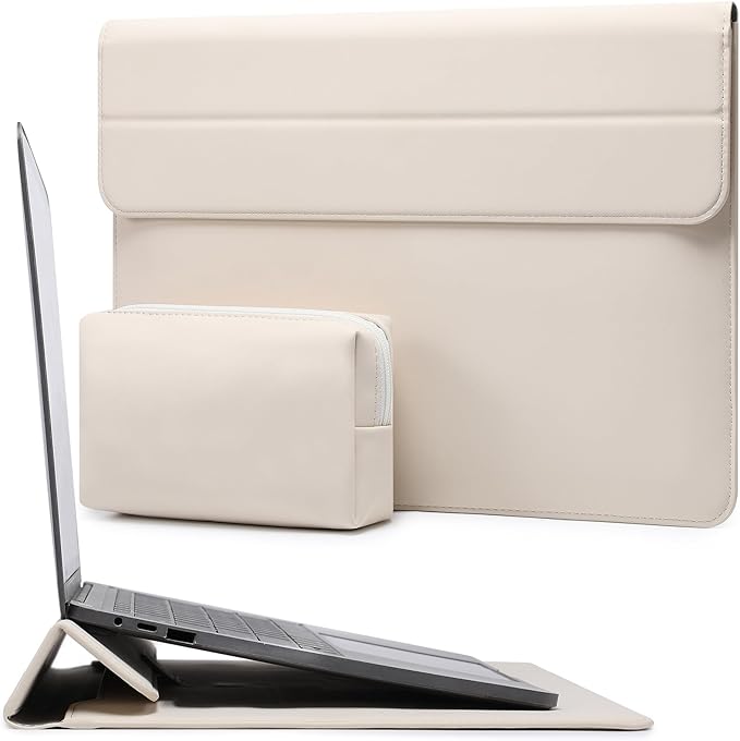 HYZUO 15 Inch Laptop Case Bag Sleeve with Stand for MacBook Air 15 M5 M4 A3241 M3 A3114 M2 A2941 2026-2023, 15" Surface Laptop 7/6/5/4/3, MacBook Pro 15 A1990 A1707 2019-2016, Beige
