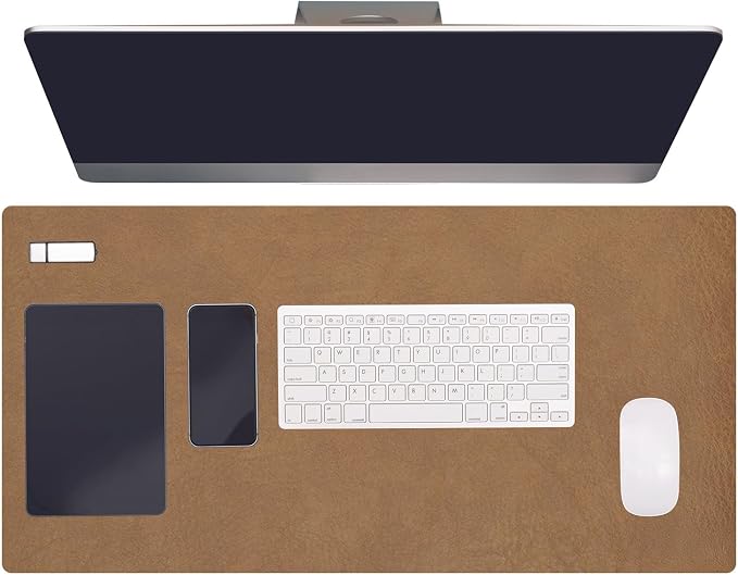 PATIKIL 35.4" x 17.7" Leather Desk Pad Protector, Large Dual-Sided Desk mat Waterproof PVC Leather Mouse Pad for Laptop Computer Writing Desk Table Gaming Home, Dark Brown