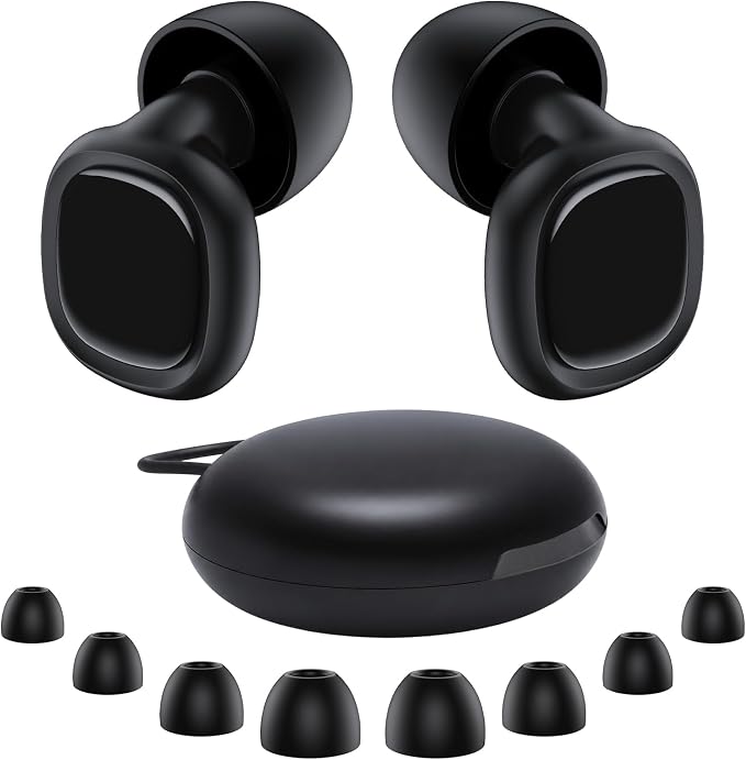 Ultra Soft Ear Plugs - 55dB (SNR) Noise Reduction Hearing Protection - Reusable Earplugs Flexible Comfortable Fit for Noise Sensitivity, Sleep, Work, Study, Airplane, Concerts & Festivals (Black)