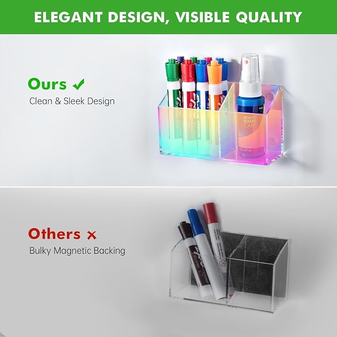 Magnetic Dry Erase Marker Holder for Whiteboard, Acrylic Magnet Pen Holder for Refrigerator Fridge,Marker Holder for Classroom Teacher,Pencil Cup,Office Accessories,Locker Organizer(Colorful)
