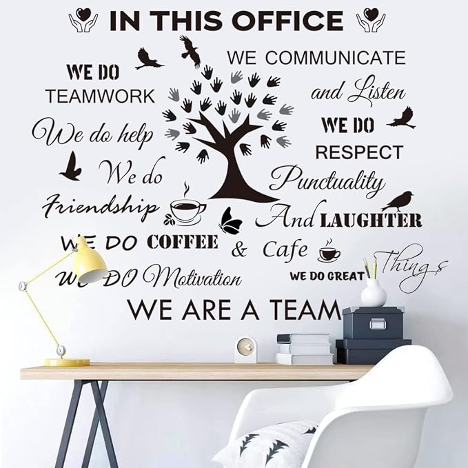 Office Inspirational Quotes Wall Decals - Motivational Teamwork Stickers, Positive Lettering Spiritual Words, Company Art 'We Are A Team' Decoration