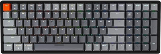 Keychron K4 Bluetooth Wireless Mechanical Keyboard RGB LED Backlit, Hot-swappable Compact 100 Keys USB Wired Computer Gaming Keyboard Aluminum Frame for Mac Windows, Gateron Blue Switch