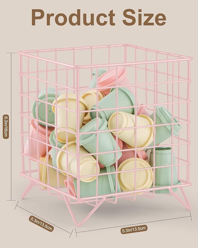 K Cup Holder, Coffee Pod Holder for Countertop, Pink, 5.3x5.3x6.3 Inch | Coffee Bar Organizer, K Cup Holders for Counter, Large Capacity Coffee Pods Organizer, for Kitchen Counter & Office Desktop