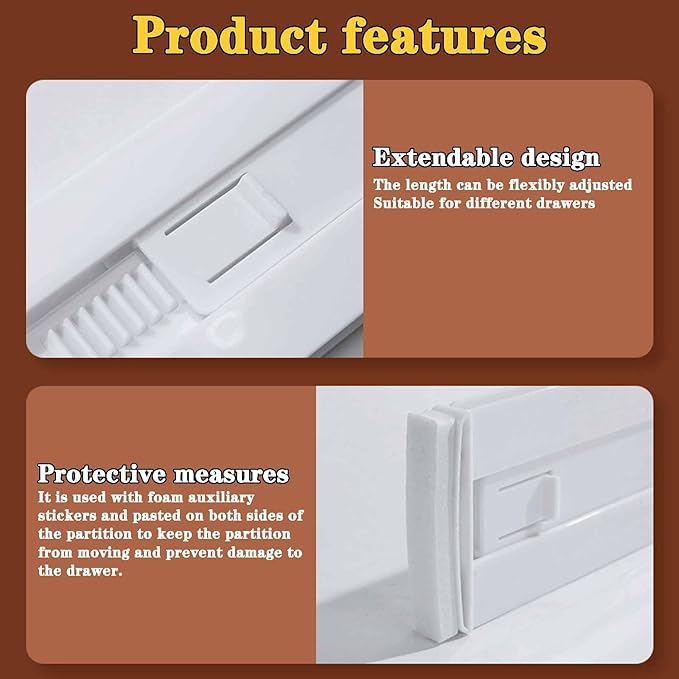 12 Pack Drawer Dividers for Clothes, 3.15" High 11.34"-19.69" Adjustable Expandable Dresser Drawer Organizer, Clear Plastic Separators for Dresser, Baby Clothing, Underwear, Cosmetic