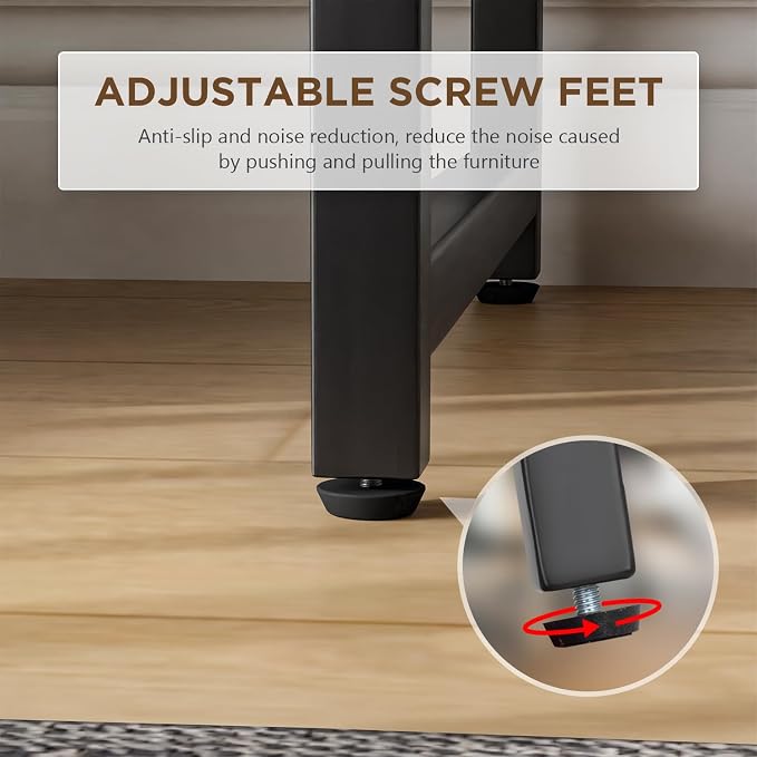 PayLessHere | 47 Inch Computer Desk | Brown | Office Desk with Metal Frame, Adjustable Feet | Water-Resistant, Scratchproof Surface | Sturdy Writing Table for Home Office or Study | Pack of 1