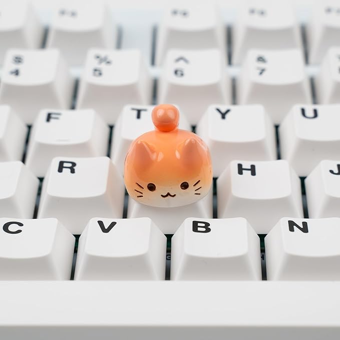 Artisan Cat Keycap for Mechanical Keyboards Esc, Orange Cat, Handmade Resin, 1U Size, MX Switch Compatible, Decorative Design for Gaming and Typing