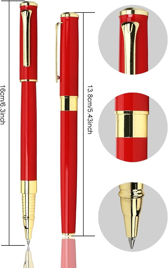 1314 Free Engraving pen Personalized custom pens Roller Ballpen, Ballpoint pen, Ball pen, Medium Refill Pen Black Ink, Custom Gifts for Men, Women, Classy Gift Box (Red Style 1)