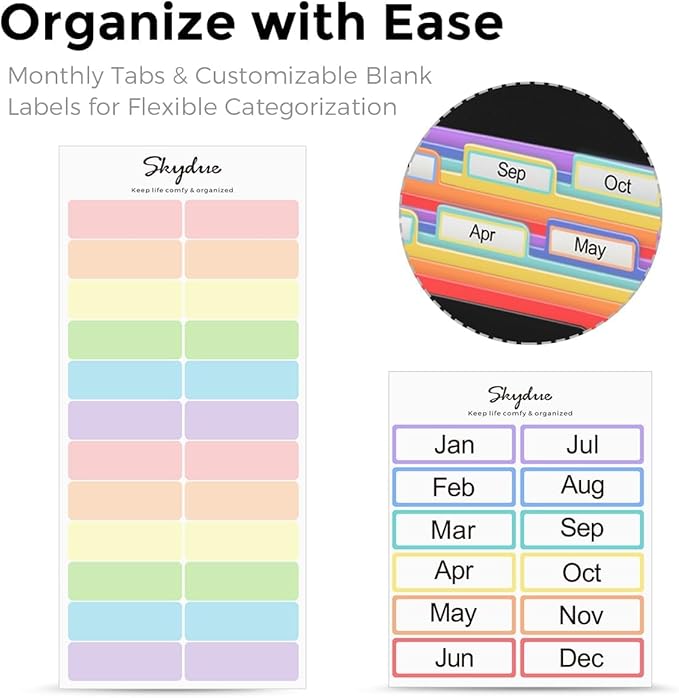 SKYDUE Accordion File Organizer, Expanding File Folder with 13 Pockets, Portable Document Paper Bill Receipt Organizer, School Office Supplies, Letter A4 Size Black