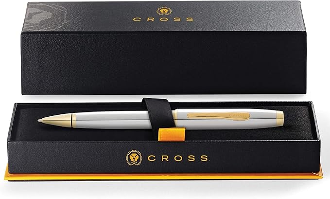 Cross Coventry Polished Chrome with Gold-Tone Ballpoint Pen - Refillable Pen for Smooth Writing - Professional, Elegant Accessory - Black Ink - Long-Lasting Use - Desk Essential - Gift-Ready
